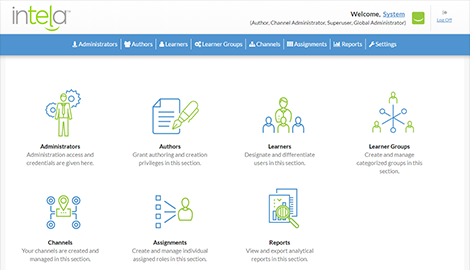 Intela Administrative interface